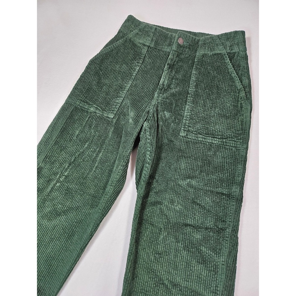 Pact Forest Green Organic Cotton Corduroy Straight Leg Utility Pants Womens Med - Picture 3 of 15